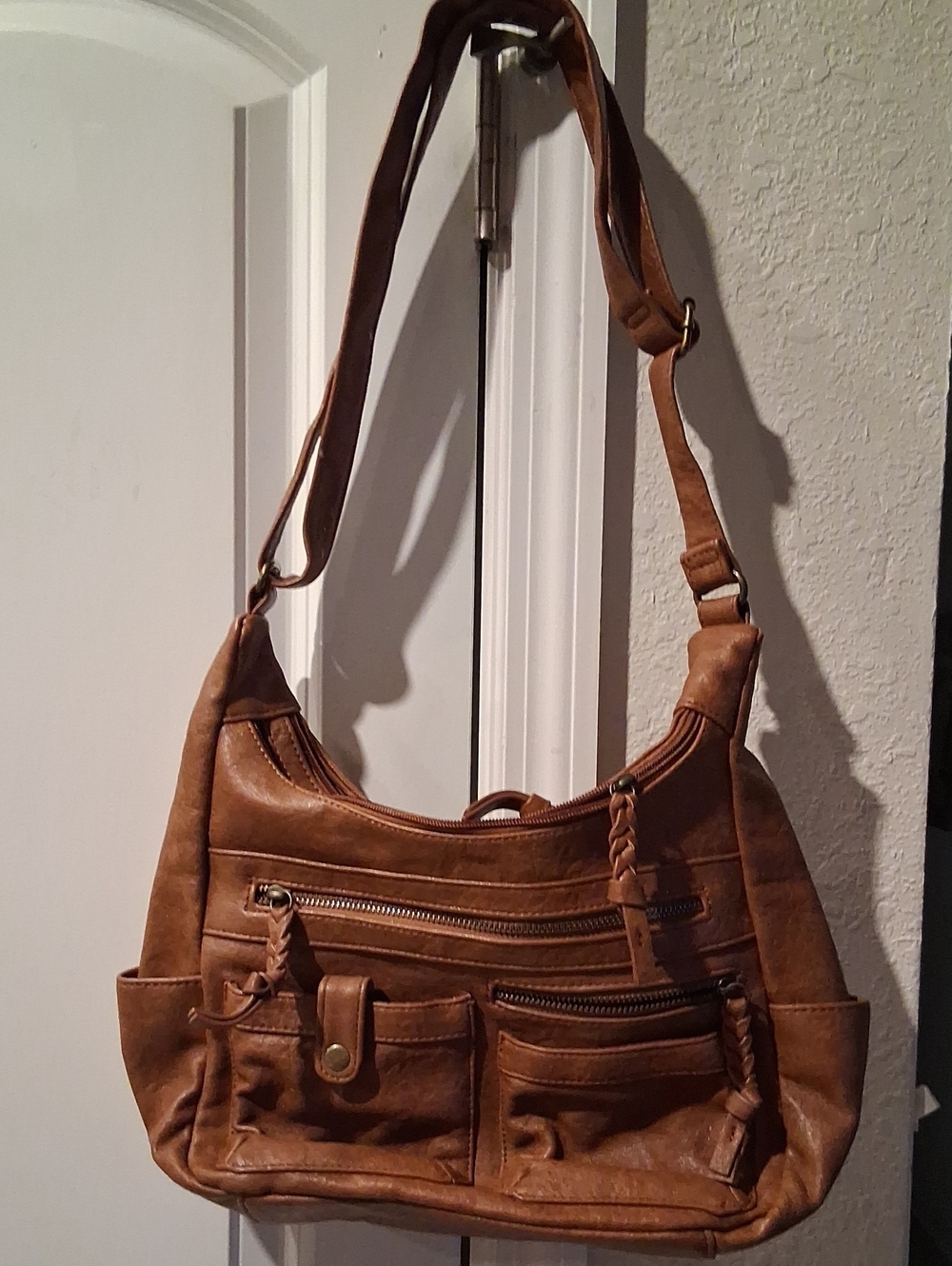 Bueno Tan Shoulder Bag with Front Pockets